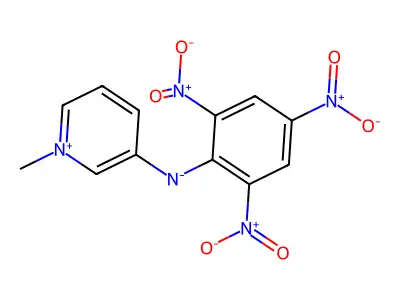 1-Methyl-3-[(2,4,6-trinitrophenyl)azanidyl]pyridin-1-ium structure