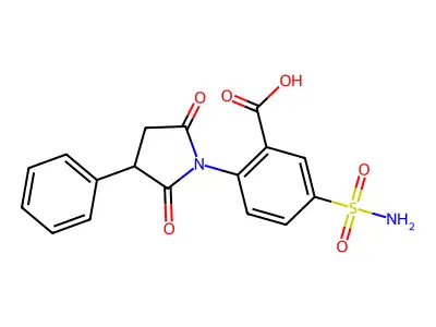 Benzoic acid, 5-(aminosulfonyl)-2-(2,5-dioxo-3-phenyl-1-pyrrolidinyl)- structure