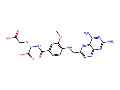 N-(4-(((2,4-Diamino-6-pteridinyl)methyl)amino)-3-methoxybenzoyl)-L-glutamic acid structure