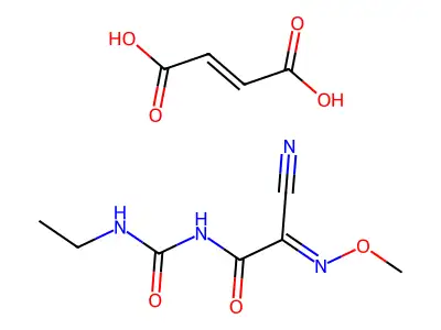 but-2-enedioic acid;2-(ethylcarbamoylamino)-N-methoxy-2-oxoethanimidoyl cyanide structure