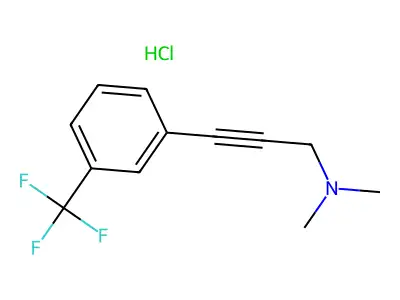 2-Propyn-1-amine, N,N-dimethyl-3-(3-(trifluoromethyl)phenyl)-, hydrochloride structure