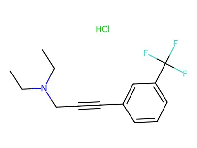 2-Propyn-1-amine, N,N-diethyl-3-(3-(trifluoromethyl)phenyl)-, hydrochloride structure