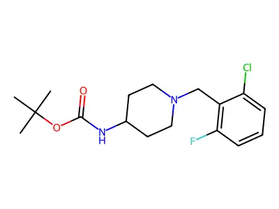 tert-Butyl 1-(2-chloro-6-fluorobenzyl)piperidin-4-ylcarbamate structure
