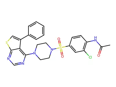 N-[2-Chloro-4-[[4-(5-phenylthieno[2,3-d]pyrimidin-4-yl)-1-piperazinyl]sulfonyl]phenyl]acetamide structure