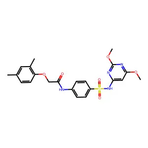 N-(4-{[(2,6-dimethoxy-4-pyrimidinyl)amino]sulfonyl}phenyl)-2-(2,4-dimethylphenoxy)acetamide structure