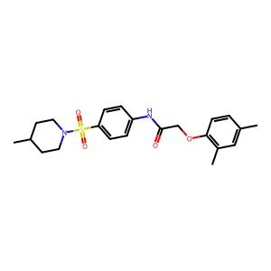 2-(2,4-dimethylphenoxy)-N-{4-[(4-methyl-1-piperidinyl)sulfonyl]phenyl}acetamide structure