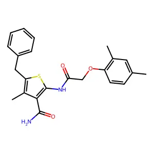 5-Benzyl-2-{[(2,4-dimethylphenoxy)acetyl]amino}-4-methyl-3-thiophenecarboxamide structure