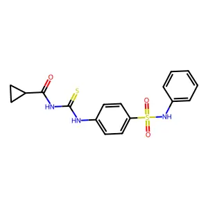 N-({[4-(anilinosulfonyl)phenyl]amino}carbonothioyl)cyclopropanecarboxamide structure