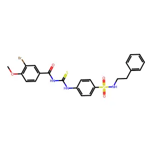 3-bromo-4-methoxy-N-({4-[(2-phenylethyl)sulfamoyl]phenyl}carbamothioyl)benzamide structure