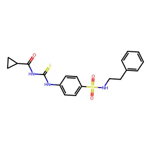 N-({4-[(2-phenylethyl)sulfamoyl]phenyl}carbamothioyl)cyclopropanecarboxamide structure