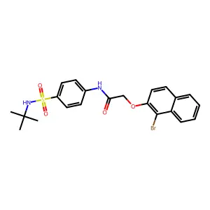 2-[(1-bromo-2-naphthyl)oxy]-N-{4-[(tert-butylamino)sulfonyl]phenyl}acetamide structure