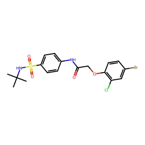 2-(4-bromo-2-chlorophenoxy)-N-[4-(tert-butylsulfamoyl)phenyl]acetamide structure