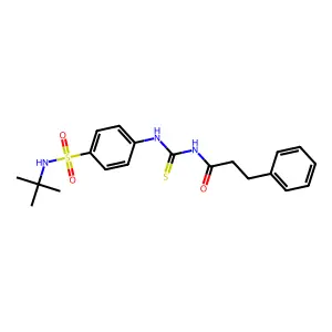 N-[[4-(tert-butylsulfamoyl)phenyl]carbamothioyl]-3-phenylpropanamide structure