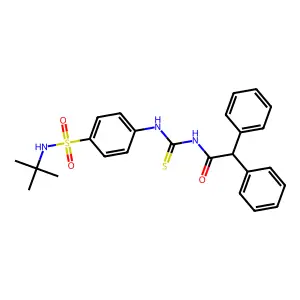 N-[[4-(tert-butylsulfamoyl)phenyl]carbamothioyl]-2,2-diphenylacetamide structure