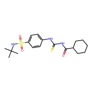 N-[[4-(tert-butylsulfamoyl)phenyl]carbamothioyl]cyclohexanecarboxamide structure