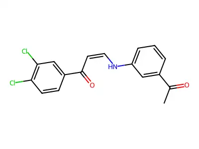 (Z)-3-(3-acetylanilino)-1-(3,4-dichlorophenyl)prop-2-en-1-one structure