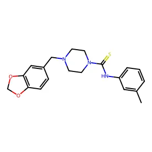 4-(1,3-benzodioxol-5-ylmethyl)-N-(3-methylphenyl)piperazine-1-carbothioamide structure