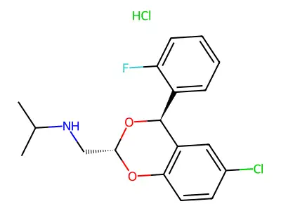 trans-6-Chloro-4-(2-fluorophenyl)-2-(2-propylaminomethyl)-1,3-benzodioxan hydrochloride structure