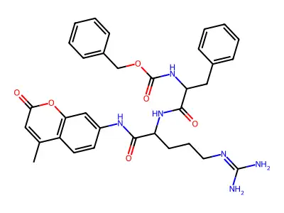 Benzyloxycarbonyl-phenylalanylarginine-4-methylcoumaryl-7-amide structure