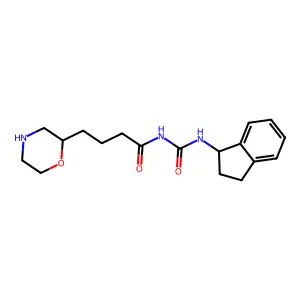 Urea, 1-(2-morpholinobutyryl)-3-(1-indanyl)- structure