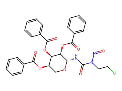 Urea, N-(2-chloroethyl)-N-nitroso-N'-(2,3,4-tri-O-benzoyl-beta-D-ribopyranosyl)- structure