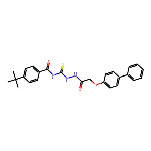 4-tert-butyl-N-[[[2-(4-phenylphenoxy)acetyl]amino]carbamothioyl]benzamide structure