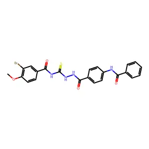 N-[[(4-benzamidobenzoyl)amino]carbamothioyl]-3-bromo-4-methoxybenzamide structure