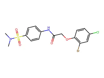 2-(2-bromo-4-chlorophenoxy)-N-{4-[(dimethylamino)sulfonyl]phenyl}acetamide structure