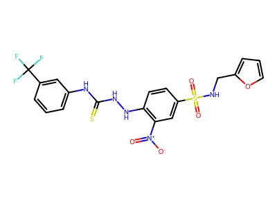1-[4-(furan-2-ylmethylsulfamoyl)-2-nitroanilino]-3-[3-(trifluoromethyl)phenyl]thiourea structure
