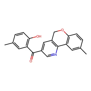 (2-hydroxy-5-methylphenyl)(9-methyl-5H-chromeno[4,3-b]pyridin-3-yl)methanone structure