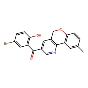 (5-bromo-2-hydroxyphenyl)(9-methyl-5H-chromeno[4,3-b]pyridin-3-yl)methanone structure