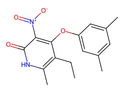 4-(3,5-dimethylphenoxy)-5-ethyl-6-methyl-3-nitro-1H-pyridin-2-one structure