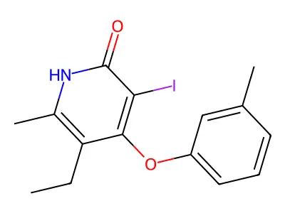 5-ethyl-3-iodo-6-methyl-4-(3-methylphenoxy)-1H-pyridin-2-one structure