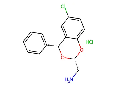 4H-1,3-Benzodioxin-2-methanamine, 6-chloro-4-phenyl-, hydrochloride, cis- structure