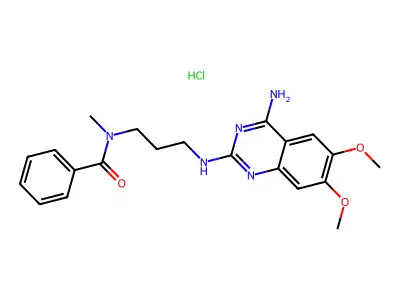Benzamide, N-(3-((4-amino-6,7-dimethoxy-2-quinazolinyl)amino)propyl)-N-methyl-, monohydrochloride structure