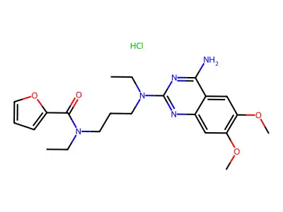 2-Furancarboxamide, N-(3-((4-amino-6,7-dimethoxy-2-quinazolinyl)ethylamino)propyl)-N-ethyl-monohydrochloride structure
