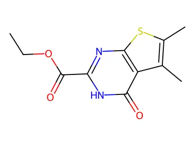Ethyl 5,6-dimethyl-4-oxo-3,4-dihydrothieno[2,3-d]pyrimidine-2-carboxylate structure