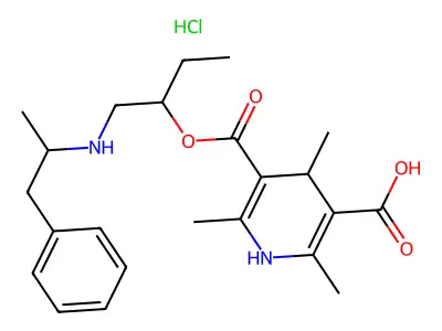 3,5-Pyridinedicarboxylic acid, 1,4-dihydro-2,4,6-trimethyl-, ethyl 2-(alpha-methylphenethylamino)ethyl ester, hydrochloride structure