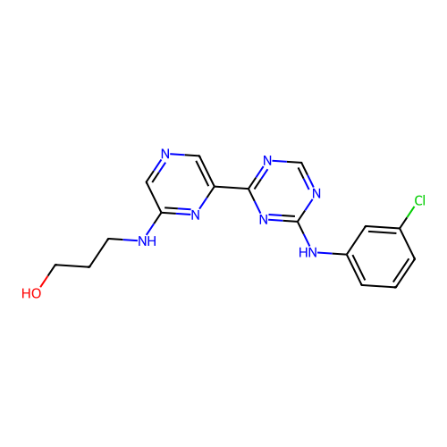 3-{6-[4-(3-Chloro-phenylamino)-[1,3,5]triazin-2-yl]-pyrazin-2-ylamino}-propan-1-ol structure