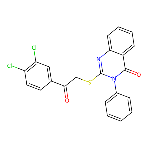2-[2-(3,4-Dichlorophenyl)-2-oxoethyl]sulfanyl-3-phenylquinazolin-4-one structure