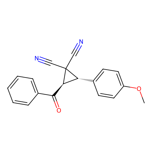 (2R,3S)-2-benzoyl-3-(4-methoxyphenyl)cyclopropane-1,1-dicarbonitrile structure