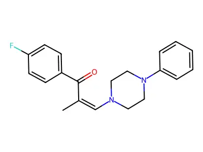 2-Propen-1-one, 1-(4-fluorophenyl)-2-methyl-3-(4-phenyl-1-piperazinyl)- structure