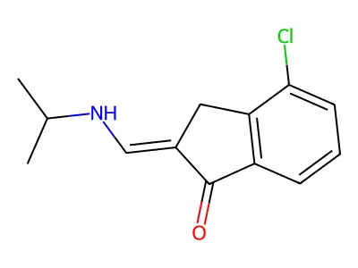 1H-Inden-1-one, 2,3-dihydro-4-chloro-2-(((1-methylethyl)amino)methylene)- structure