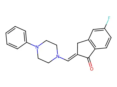 1H-Inden-1-one, 2,3-dihydro-5-fluoro-2-((4-phenyl-1-piperazinyl)methylene)- structure