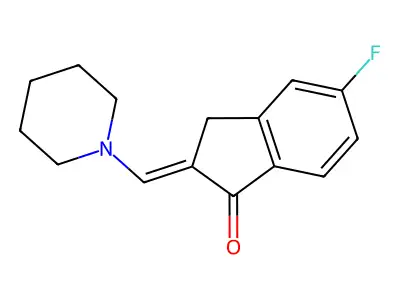 1H-Inden-1-one, 2,3-dihydro-5-fluoro-2-(1-piperidinylmethylene)- structure