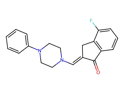 1H-Inden-1-one, 2,3-dihydro-4-fluoro-2-((4-phenyl-1-piperazinyl)methylene)- structure