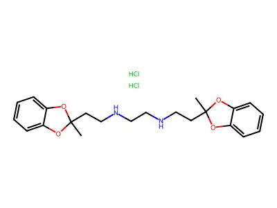 Ethylenediamine, N,N'-(bis(2-(2-methyl-1,3-benzodioxol-2-yl)ethyl))-, dihydrochloride structure