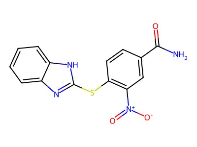 4-Benzimidazol-2-ylthio-3-nitrobenzamide structure