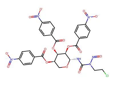 Urea, N-(2-chloroethyl)-N-nitroso-N'-(2,3,4-tri-O-(4-nitrobenzoyl)-beta-D-ribopyranosyl)- structure