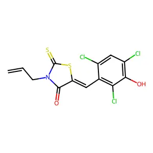 3-allyl-2-thioxo-5-(2,4,6-trichloro-3-hydroxybenzylidene)-1,3-thiazolidin-4-one structure